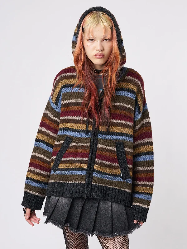 hooded women cardigan for added warmth and stylehooded women cardigan for added warmth and styleJacky Oversized Knitted Zip-Up Hoodie