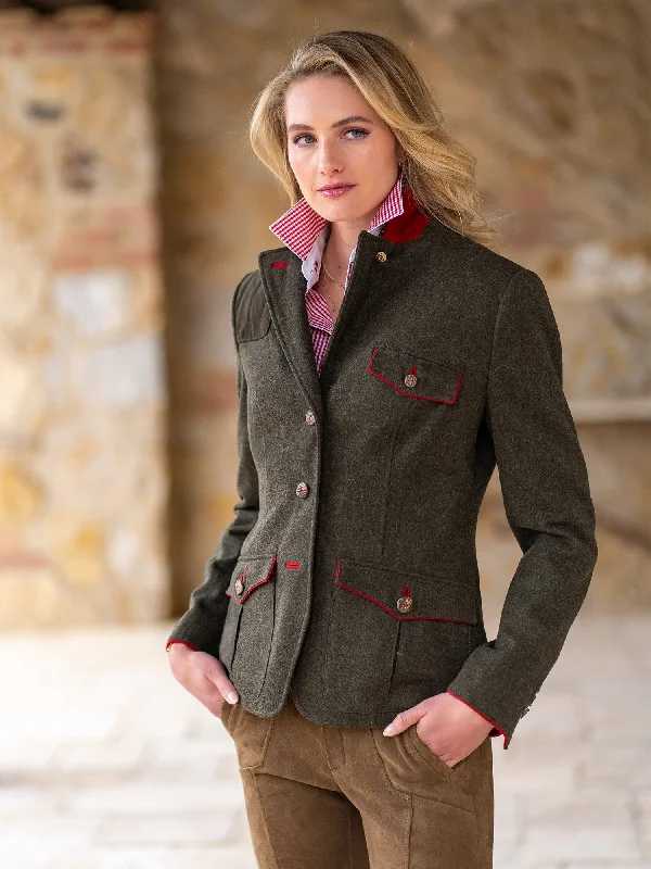Plus Size Women's Faux Fur - Trimmed Blazers in Black for a Luxurious LookJaegerinnen Loden Jacket