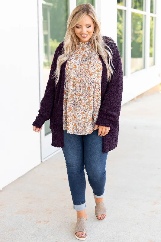 machine washable women cardigan for easy caremachine washable women cardigan for easy careLatte Lover Cardigan, Dark Plum