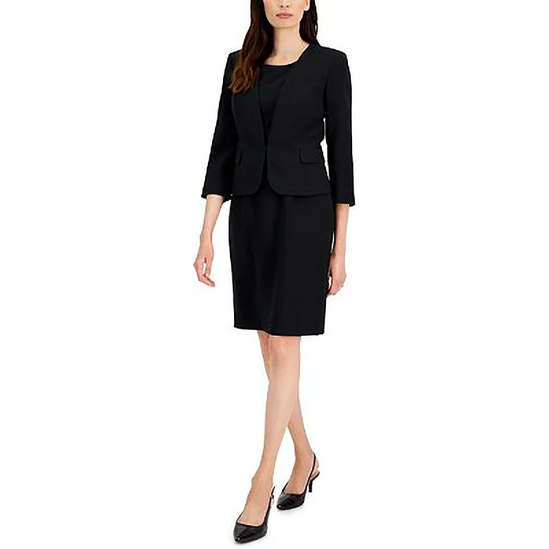 Plus Size Women's Sequin - Embellished Blazers in Silver for a Glamorous PartyLe Suit Womens Petites 3/4 Sleeve Work Wear Collarless Blazer