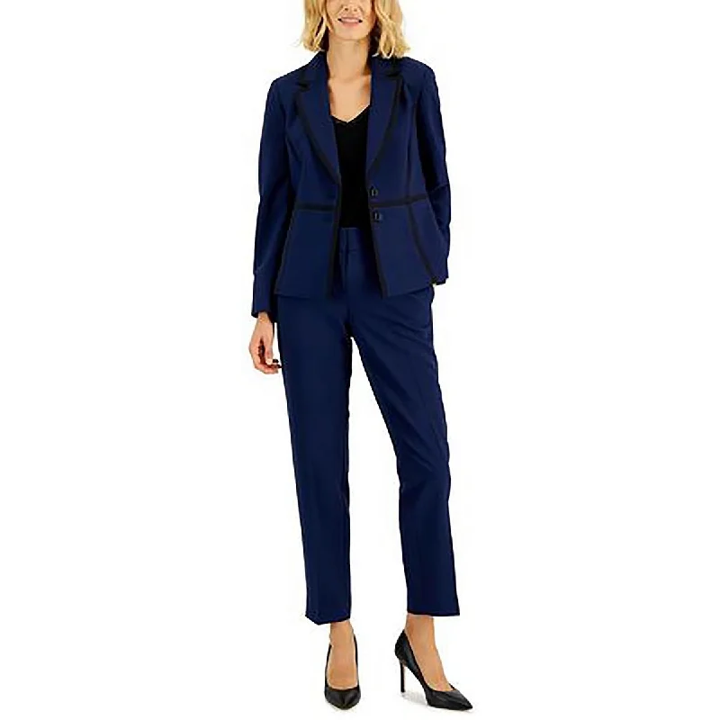 Plus Size Women's Double - Breasted Wool Blazers for Winter Office WearLe Suit Womens Petites Contrast Trim  Two-Button Blazer
