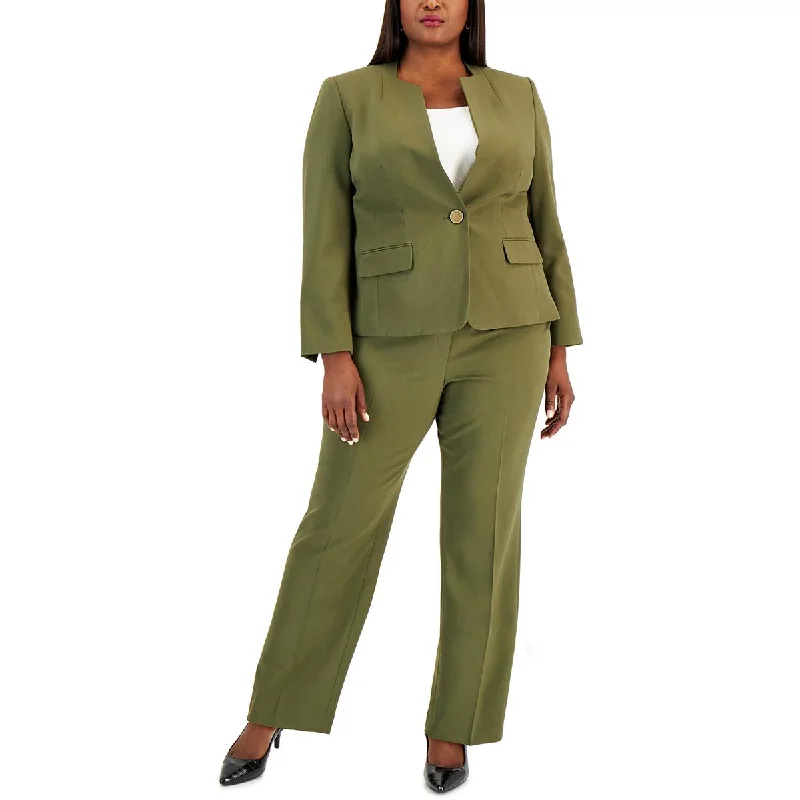 Women's Slim - Fit Blazers in Charcoal Gray for a Professional AppearanceLe Suit Womens Plus Collarless Professional One-Button Blazer