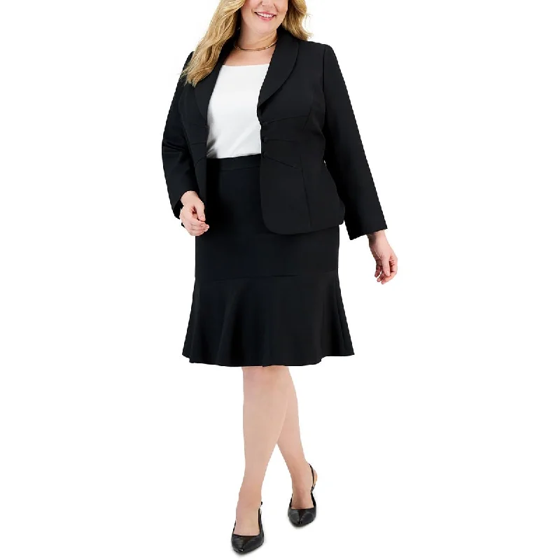 Single - Breasted Women's Corduroy Blazers in Mustard Yellow for an Autumn VibeLe Suit Womens Plus Office Business Double-Breasted Blazer