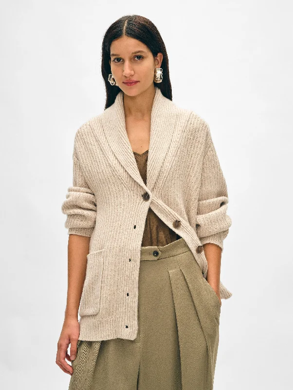 cashmere blend women cardigan for a luxurious feelcashmere blend women cardigan for a luxurious feelMerino Blend Marled Shawl Collar Coatigan