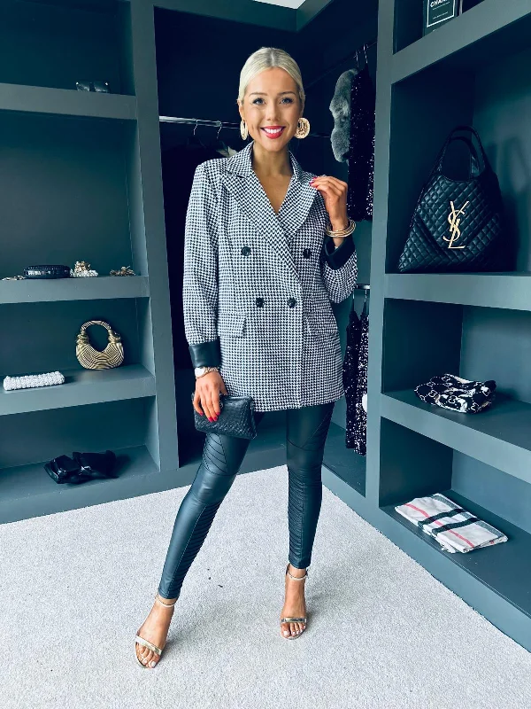 Women's Slim - Fit Blazers in Charcoal Gray for a Professional AppearanceMiranda Detailed Blazer Houndstooth