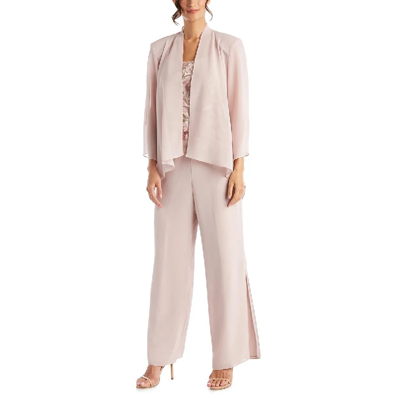 Plus Size Women's Sequin - Embellished Blazers in Silver for a Glamorous PartyR&M Richards Womens Petites Sheer Open Front Duster Blazer
