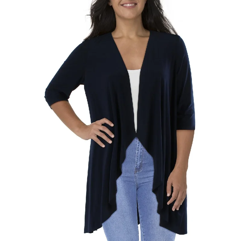 Double - Breasted Women's Polyester Blazers in Bright Colors for a Fun StyleR&M Richards Womens Plus Knit Office Duster Blazer