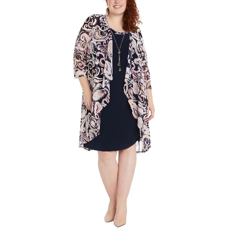Oversized Women's Checkered Blazers in Black and White for a Trendy StyleR&M Richards Womens Plus Paisley Open Front Duster Blazer