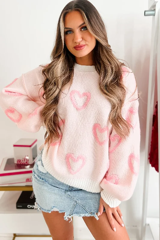 ribbed women cardigan with a classic textureribbed women cardigan with a classic textureStraight From The Heart Textured Heart Sweater (Blush)