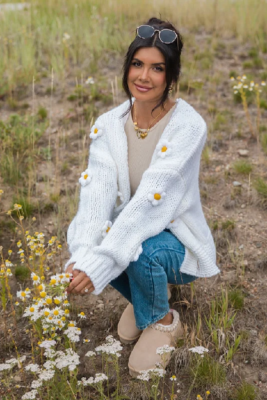 v neck women cardigan to elongate the necklinev neck women cardigan to elongate the necklineThe Way I Feel Ivory Floral Applique Cardigan