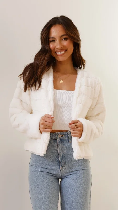 long length women cardigan with side slitsTully Crop Jacket - White