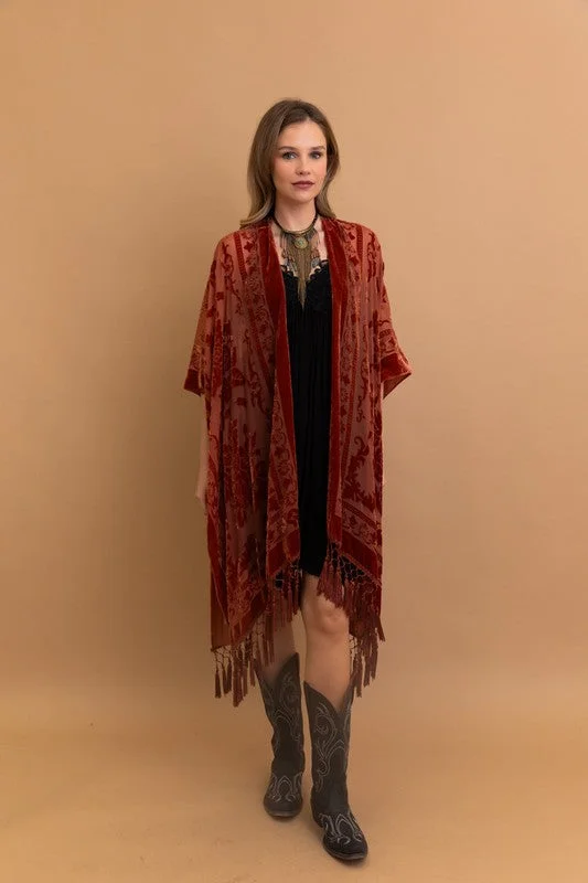 hand knitted women cardigan with artisanal charmhand knitted women cardigan with artisanal charmAzura Velvet Kimono
