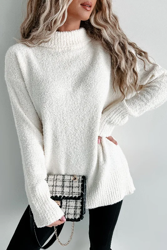 boyfriend style women cardigan for a relaxed fitboyfriend style women cardigan for a relaxed fitWarming Up To You Fuzzy Turtleneck Sweater (Cream)