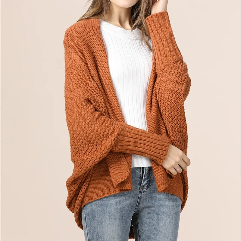 maternity women cardigan for expecting momsAmy Fashion - Long Knit Pocket Coat Female Casual Bat Sleeve Cardigan