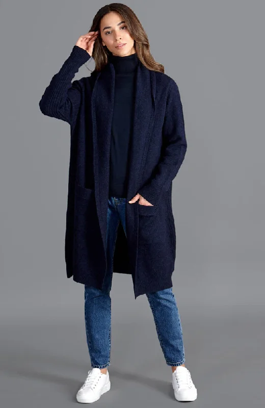 ribbed women cardigan with a classic textureribbed women cardigan with a classic textureWomens Pure Lambswool Long Line Cardigan with Pockets