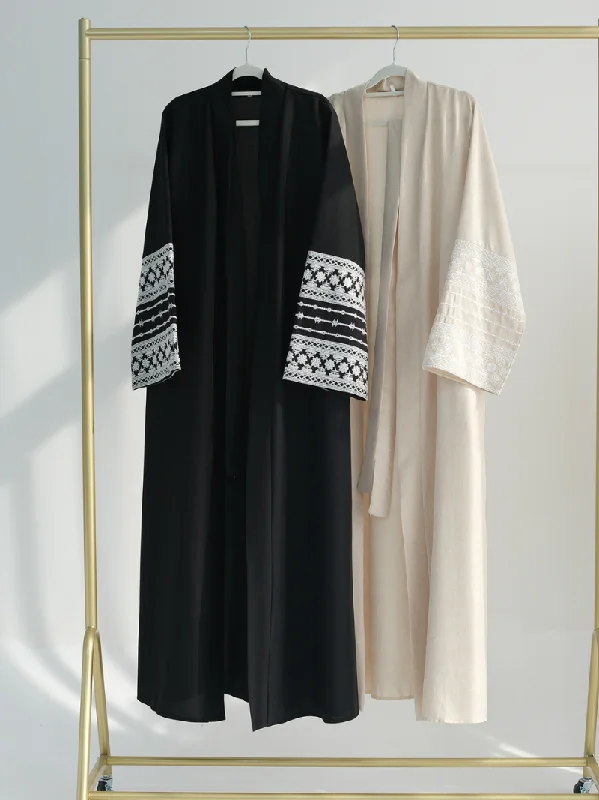 cable knit women cardigan with intricate patternsWomen's Turkiye Dubai Embroidered Open style Elegant Abaya