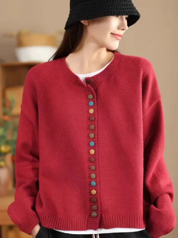 oversized women cardigan for a trendy and cozy lookWomen's Winter Vintage Charm Button-Up Knitted Cardigans