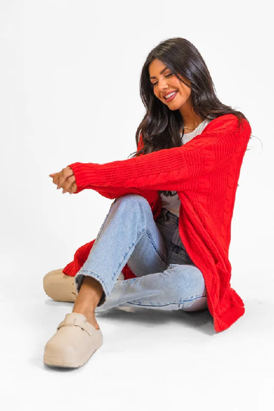oversized women cardigan for a trendy and cozy lookoversized women cardigan for a trendy and cozy lookWon't Change My Heart Red Cardigan