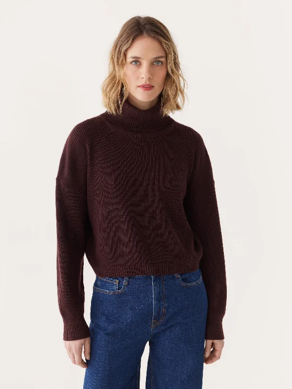 Ringer T Shirt Women with Retro - Inspired StripesThe Merino Turtleneck Sweater in Dark Brown