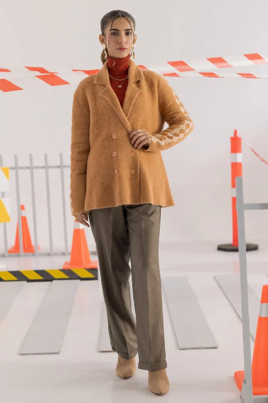 cropped women cardigan to pair with high - waisted jeanscropped women cardigan to pair with high - waisted jeansCAMEL COAT COLLAR FULL SLEEVES CARDIGAN SWEATER (24X-025-66)