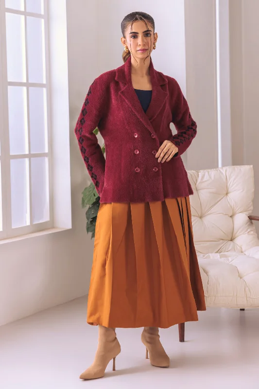 open front women cardigan for easy stylingopen front women cardigan for easy stylingMAROON COAT COLLAR FULL SLEEVES CARDIGAN SWEATER (24X-025-66)
