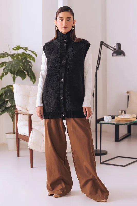 boyfriend style women cardigan for a relaxed fitboyfriend style women cardigan for a relaxed fitBLACK HIGH NECK SANDO CARDIGAN SWEATER (24X-026-66)