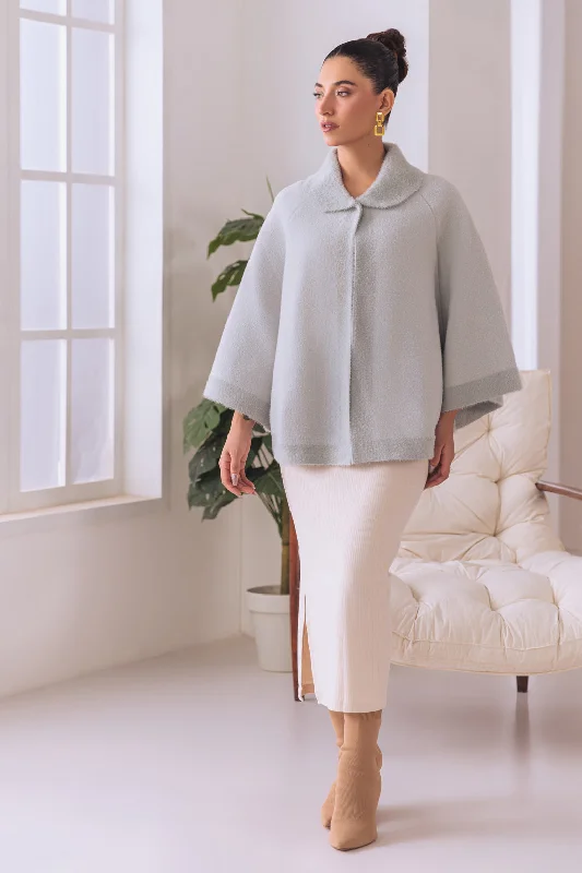 hooded women cardigan for added warmth and stylehooded women cardigan for added warmth and styleGREY CAPE STYLE FULL SLEEVES CARDIGAN SWEATER (24X-073-66)