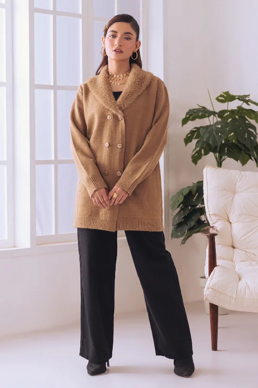 sequin embellished women cardigan for special occasionssequin embellished women cardigan for special occasionsBEIGE COAT COLLAR FULL SLEEVES CARDIGAN SWEATER (24X-076-66)