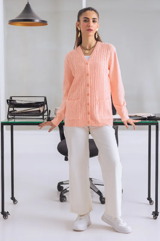 plus size women cardigan for comfortable layeringplus size women cardigan for comfortable layeringL-PEACH-FULL SLEEVE V-NECK-CARDIGAN SWEATER (24X-165-66)