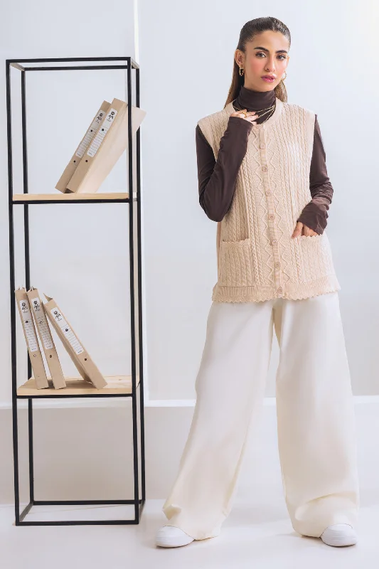 cropped women cardigan to pair with high - waisted jeanscropped women cardigan to pair with high - waisted jeansBEIGE-ROUND NECK SANDO CARDIGAN SWEATER  (24X-168-66)