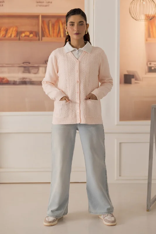 long length women cardigan with side slitslong length women cardigan with side slitsL-PINK-FULL SLEEVE V-NECK-CARDIGAN SWEATER (24X-169-66)