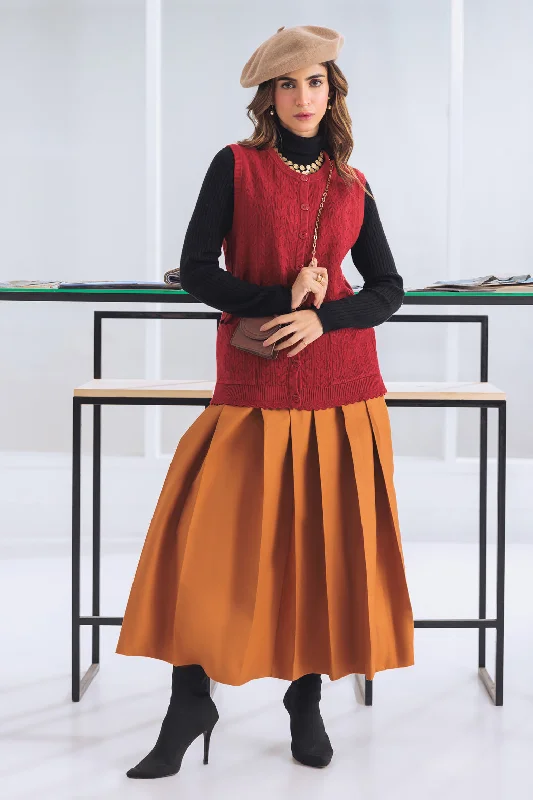 color block women cardigan with bold huescolor block women cardigan with bold huesMAROON-ROUND-NECK SANDO CARDIGAN SWEATER (24X-180-66)
