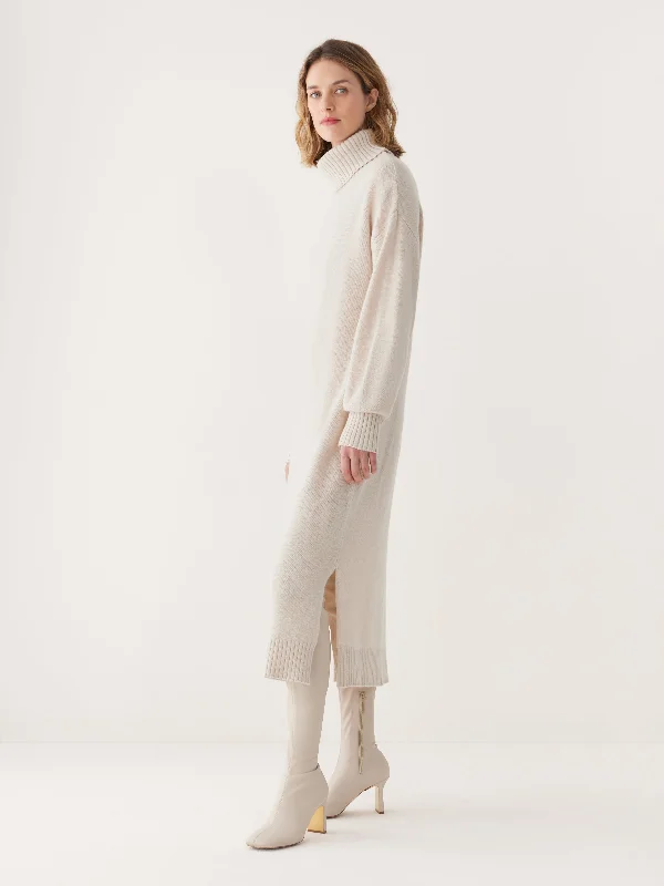 Sequined Women T Shirt for a Sparkly Night OutThe Turtleneck Sweater Dress in Cream