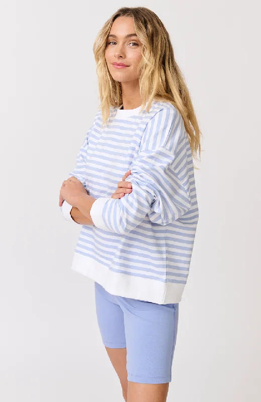 High - Low Hem Women's Cashmere - Blended SweatersAda Slim Sweater - Cornflower Stripe