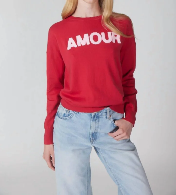 Hooded Women's Fleece - Lined Sweaters for WinterAmour Crew Sweater In Red