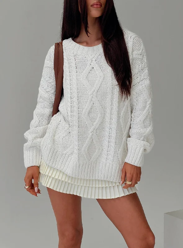 Longline Women's Mohair Sweater Dresses in a Loose FitAnaya Oversized Sweater White