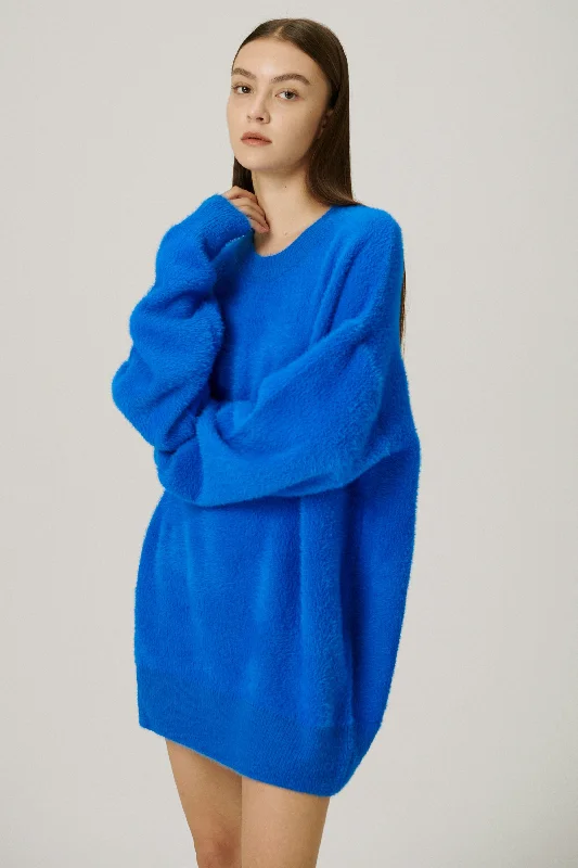 Split - Hem Women's Linen Blend Sweaters for SpringAndy Fuzzy Sweater/Dress
