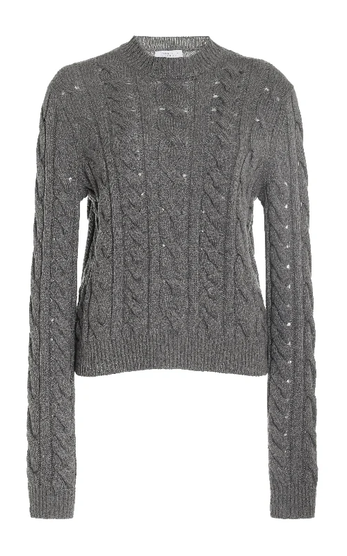 Button - Down Women's Shetland Wool Sweaters in Traditional PatternsAnthea Knit Sweater in Dark Grey Multi Cashmere