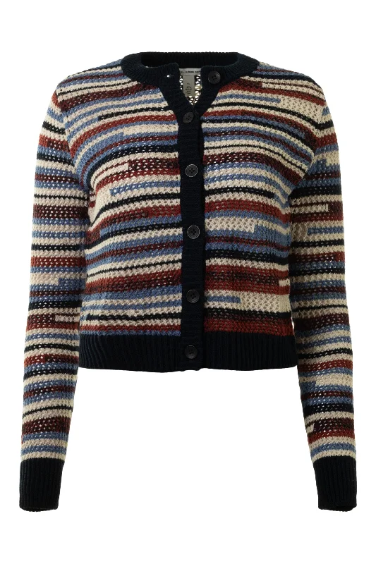 cashmere blend women cardigan for a luxurious feelcashmere blend women cardigan for a luxurious feelAutumn Cashmere Broken Mesh Stitch Cardigan in Navy Blue Combo
