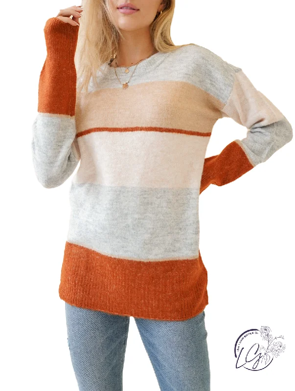 A - Line Women's Merino Wool Sweater Dresses in Classic StylesBack Here Again Soft Striped Sweater