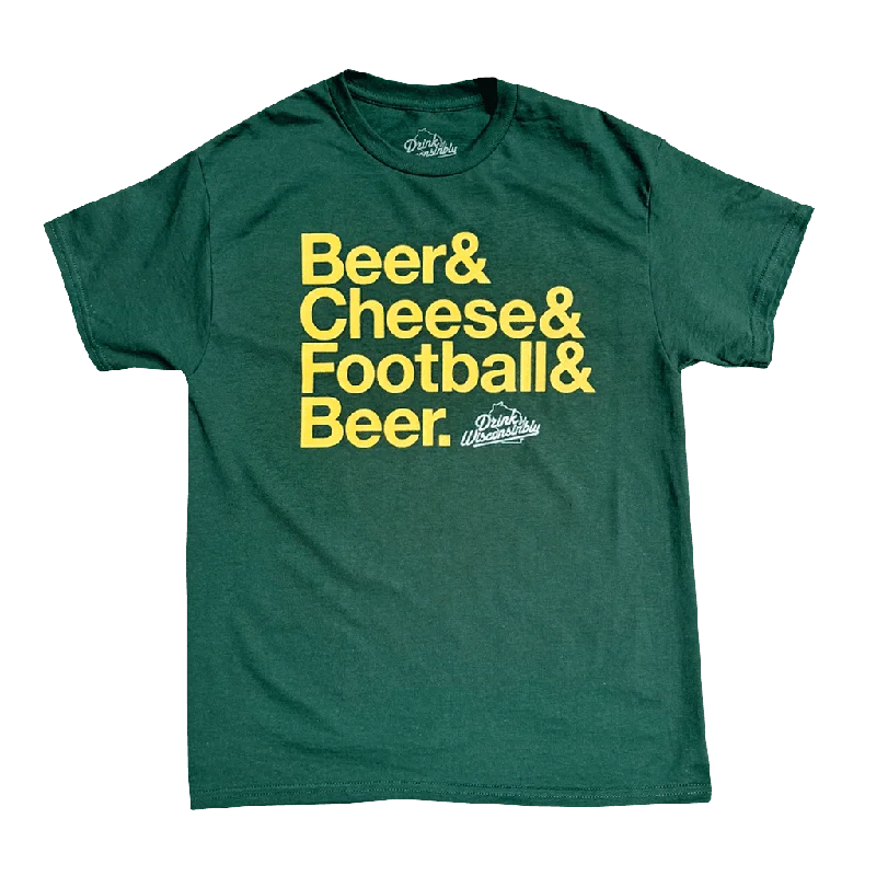 Puff Sleeve Women T Shirt for a Fashion - Forward Look"Beer & Cheese & Football & Beer" T-Shirt