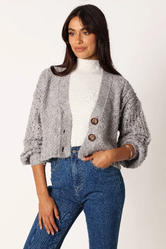 button down women cardigan with vintage buttonsbutton down women cardigan with vintage buttonsBlakey Cardigan - Grey