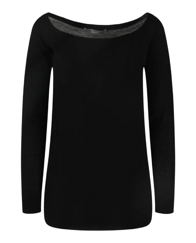 Longline Women's Mohair Sweater Dresses in a Loose FitBoat-Neck Knit Top