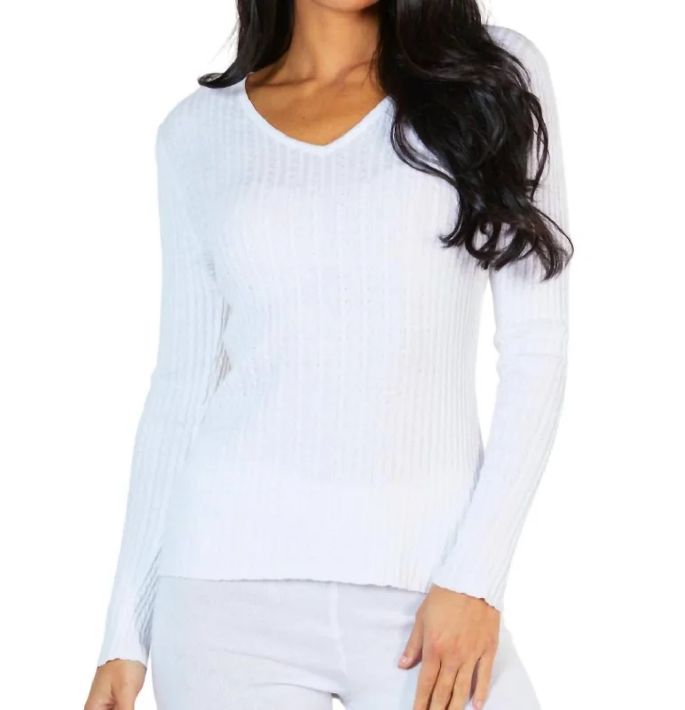 Mock Neck Women's Angora Blend Sweater Dresses in Solid ColorsBraided V-Neck Sweater In White