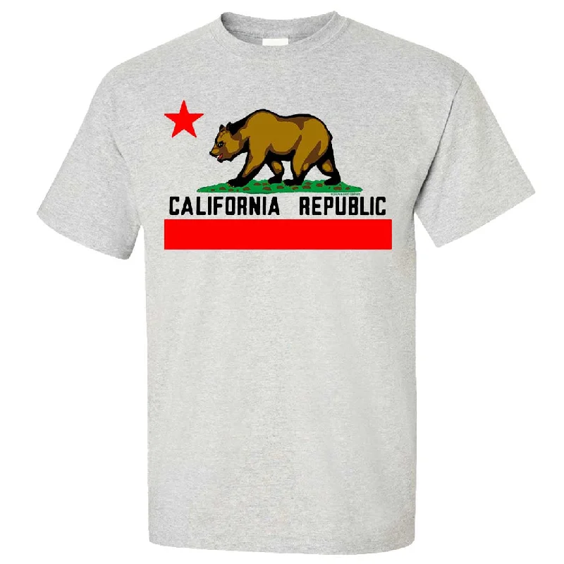 Floral Print Women T Shirt for a Feminine TouchCalifornia Republic Borderless Bear Flag Black Text Asst Colors T-shirt/tee