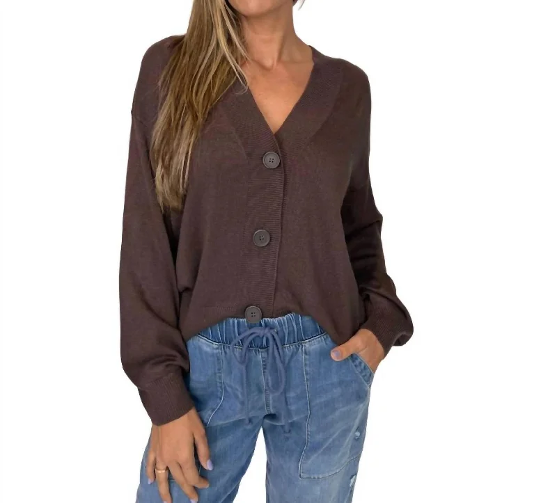 Empire Waist Women's Alpaca Wool Sweater Dresses in Earthy TonesCarmella Cardigan In Chocolate