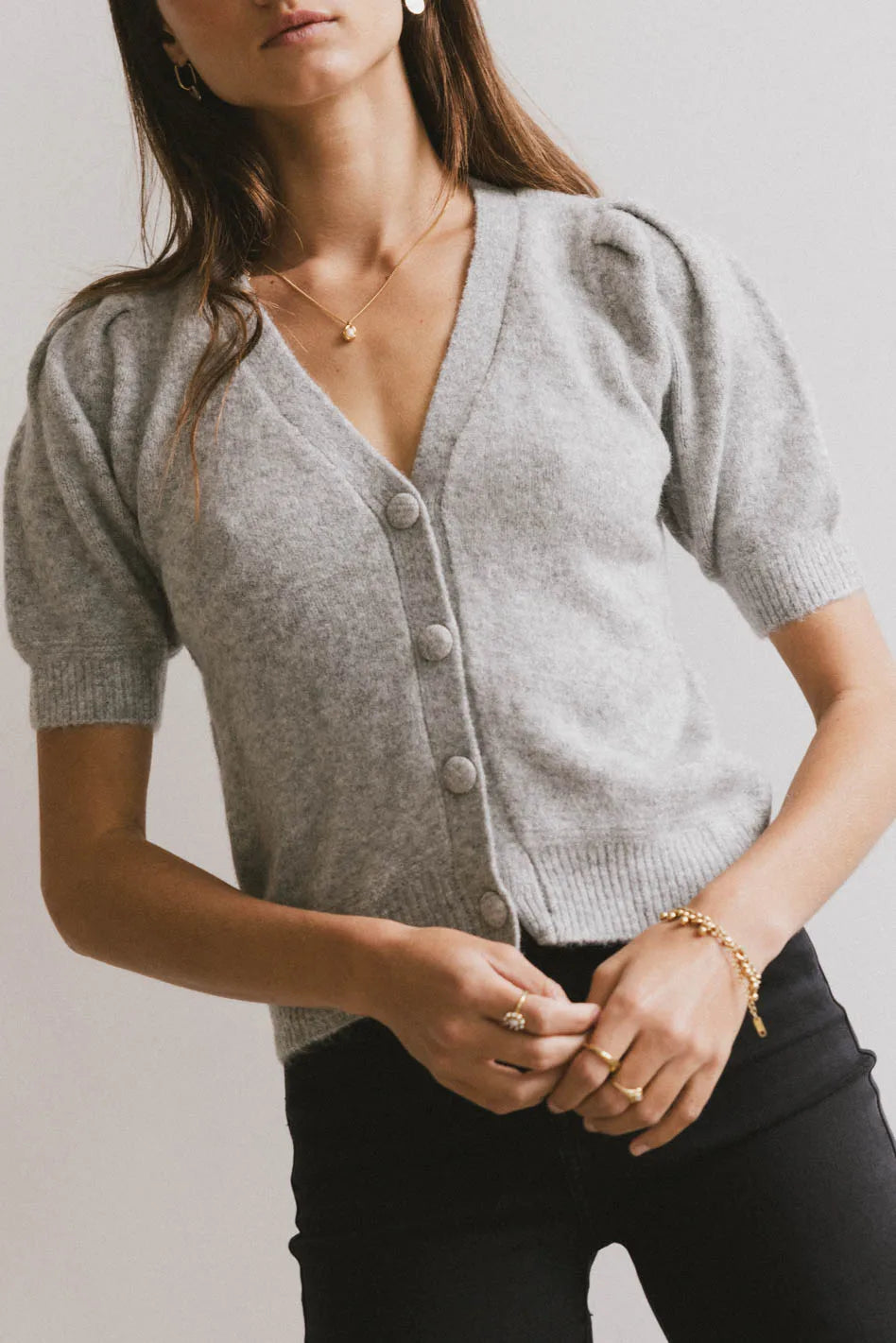 floral print women cardigan for a feminine touchfloral print women cardigan for a feminine touchColletta Short Sleeve Cardigan in Heather Grey