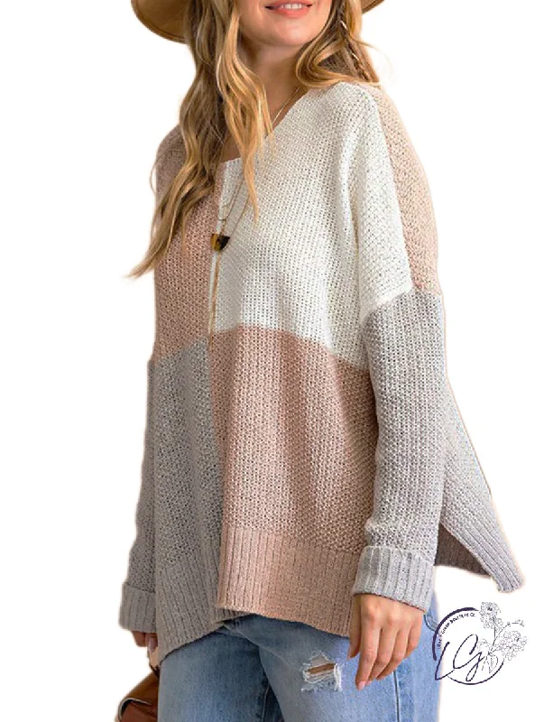 Plus Size Women's Oversized Chunky Knit SweatersColor Me Grey Boxy Sweater