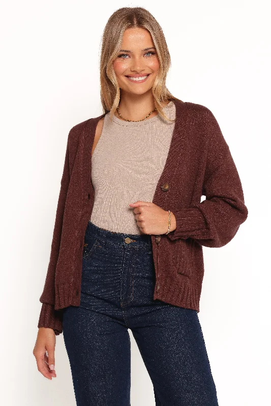 open front women cardigan for easy stylingopen front women cardigan for easy stylingEden Button Front Cardigan - Brown