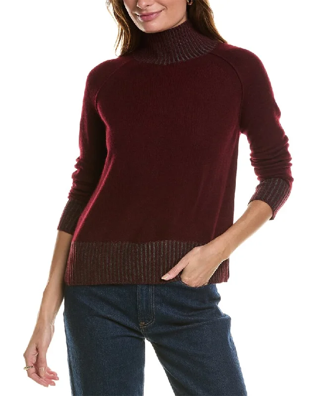 Mock Neck Women's Angora Blend Sweater Dresses in Solid ColorsForte Cashmere Plaited Turtleneck Cashmere Pullover